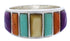 Sterling Silver Multicolor Inlay Ring Size 6-1/2 AX36849
